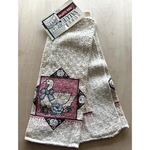 Vtg 1980s Franco Goose Dishcloth LOT of 2 NWT Cottage Granny Retro Pink Blue